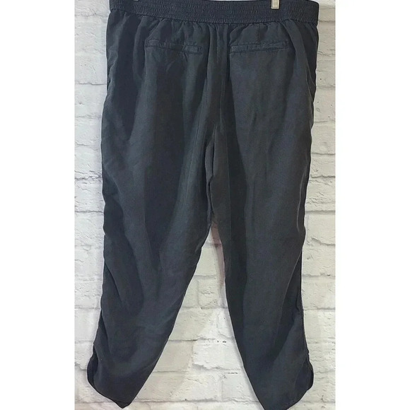 Lou & Grey Casual Pull On Pants Women's Size Large Black Ruched Ankles Pockets - Picture 2 of 4